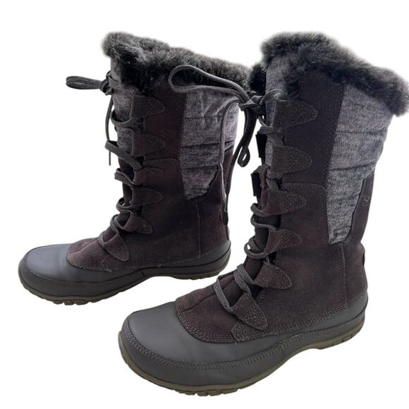 The North Face Nuptse Purna Boot Grey Brown Waterproof Lace-up Women's Size 7 - Picture 2 of 12